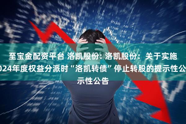 至宝金配资平台 洛凯股份: 洛凯股份：关于实施2024年度权益分派时“洛凯转债”停止转股的提示性公告