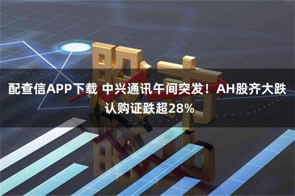 配查信APP下载 中兴通讯午间突发！AH股齐大跌 认购证跌超28%