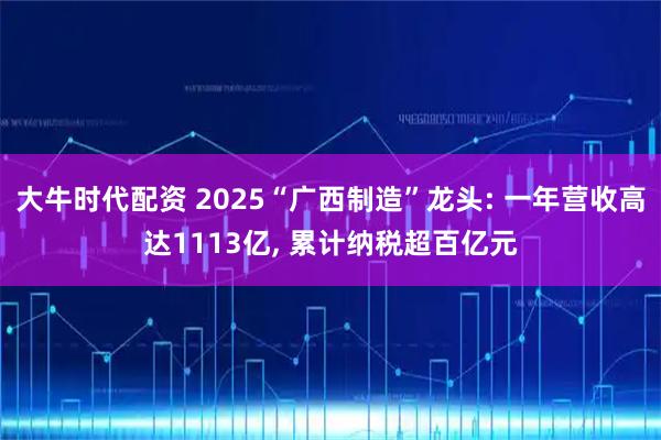 大牛时代配资 2025“广西制造”龙头: 一年营收高达1113亿, 累计纳税超百亿元